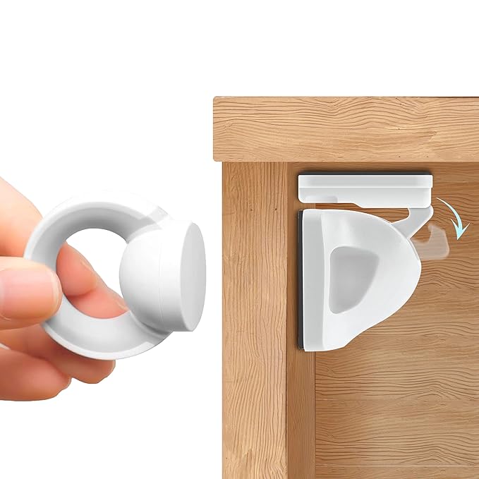 Booboo® Magnetic Child Safety Cupboard Locks for Children x10 Locks + x1 Key, Baby Proofing for Kitchen, Cabinets and Drawers, 30 Second Install No Drilling 3M Adhesive (10 Pack)-CubbioJoy