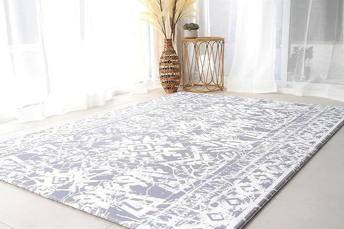 Cushmat Stylish Reversible Foam Play Mat (Large, Explorer - Cloud Indigo) - Soft, Waterproof, Durable Play mat for Infants, Babies, Toddler, Kids & Grownup - 6.5ft x 4.5ft-CubbioJoy