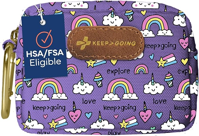 KeepGoing Small Travel First Aid Kit Kids – 60 Pc. Mini First Aid Kit for Purse, Diaper Bag, & Backpack with Latex-Free Bandages – 4 Oz., & 4.5 x 3.5 x 2 in, TSA-Approved-CubbioJoy
