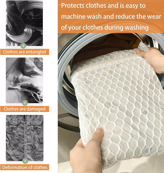 6 Pack Laundry Bag, Durable Big Honeycomb Mesh Laundry Bags Suitable for Delicate Clothes Washing (3 Large, 3 Medium)-CubbioJoy