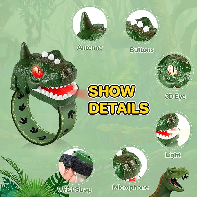 Dinosaur Walkie Talkies for Kids Rechargeable, Wrist Walkie Talkie with Flashlight, Outdoor Toys Camping Gear, T-Rex Dino Toy Birthday Gifts for Boys Girls Age 3-12 Years Old-CubbioJoy