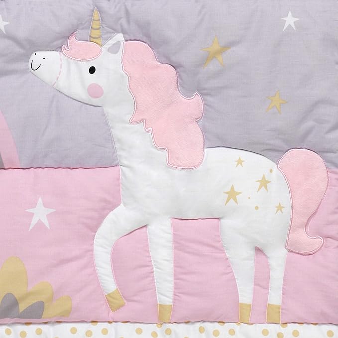 Bedtime Originals Rainbow Unicorn Pink/Purple 4-Piece Baby Crib Bedding Set-CubbioJoy
