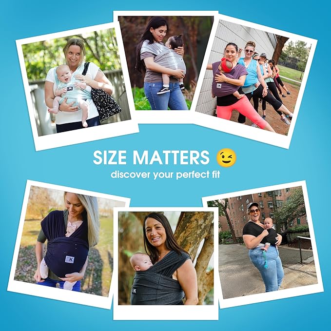 Baby K'tan Baby Wrap Carrier - Pre Wrapped and Simple as 1-2-3, Pillowy Soft, Slip On - Not Like Any Newborn Sling, No Rings, No Tying, No Buckles - Original Sweetheart Grey (Large)-CubbioJoy