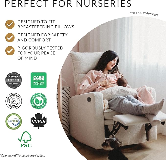 Jaymar Arya Modern Nursery Glider Recliner Chair – Cozy Nursing Chair with 360° Swivel for New Parents, Gentle Motion, Compact Design, High Back & Low Armrests, Canadian Made (Charcoal/Nexus Fabric)-CubbioJoy