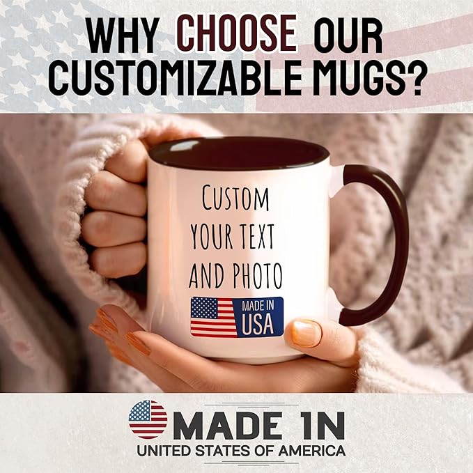 Custom Mug Upload Your Picture Personalized Coffee Mug with Photo Text Name Customized Cup Unique Ideas Gifts for Men Women Mom Dad Girlfriend Boyfriend Friend Family (Dark Red, 11oz)-CubbioJoy