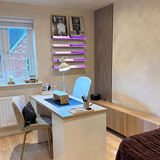 4 Pack 15 Inch Purple Reflective Acrylic Shelves, Purple Floating Shelves, Modern Sunglasses Essential Oil Picture Ledge Display Toy Storage Shelf-CubbioJoy