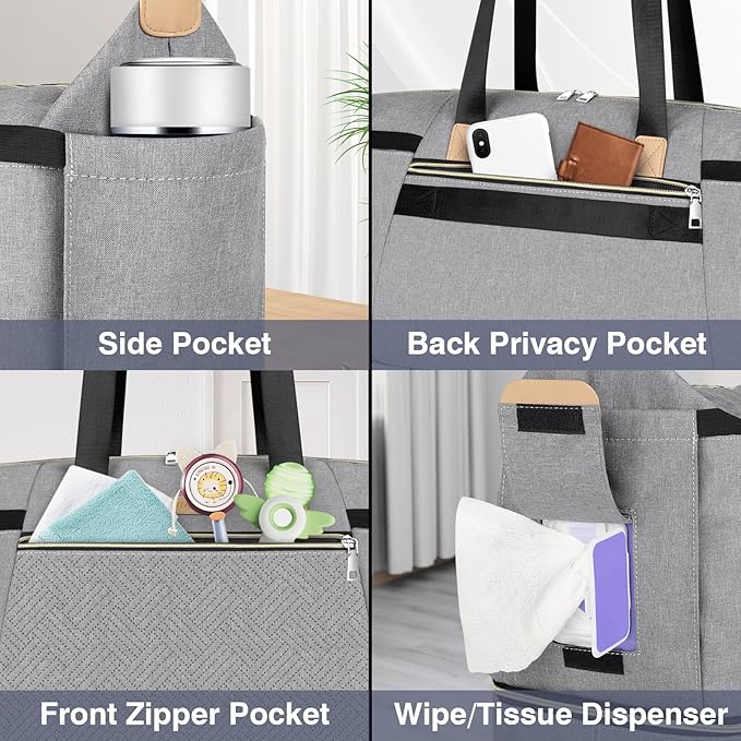 ITIEZY Diaper Bag Tote for Baby - Large Mommy Bag with Portable Changing Pad Pacifier Case, Hospital Bags Travel Baby Bag-CubbioJoy