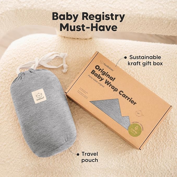 KeaBabies Baby Wrap Carrier - All in 1 Original Baby Carrier Newborn to Toddler Sling, Easy to Wear, Hands Free Bonding, Lightweight, Breathable Infant Wraps (Classic Gray)-CubbioJoy
