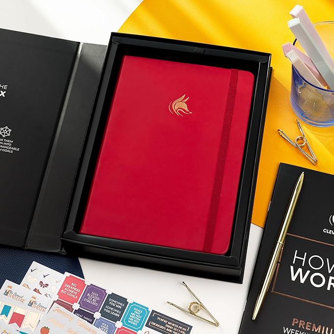 Clever Fox Planner Premium Edition – Undated Luxurious Weekly & Monthly Planner to Increase Productivity and Hit Your Goals – Organizer – Start Anytime, A5, Lasts 1 Year, Red (Weekly)-CubbioJoy