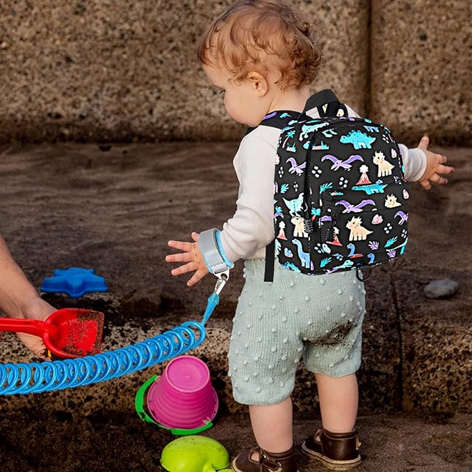 Accmor Toddler Backpack Leash, Cute Dinosaur Kids Backpack with Anti Lost Wrist Link, Mini Child Backpack Leash Baby Walking Harness for Outdoor Travel, Adorable Backpack Tether for Boys-CubbioJoy