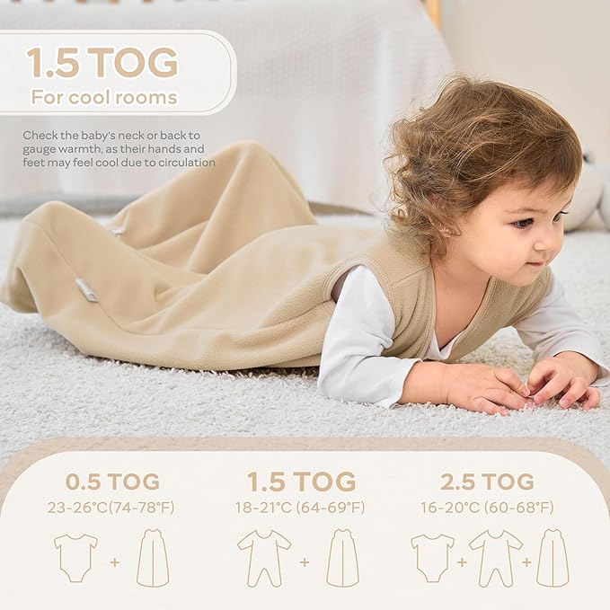 JELLYMONI Fleece Baby Sleep Sack 18-24 Months, 2 Pack 1.5 TOG Baby Wearable Blanket Winter Infant Sleeping sack with 2-Way Zipper, Warm Toddler Sleep Sack-CubbioJoy