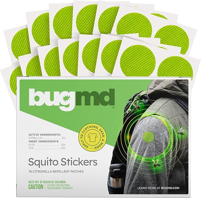 BugMD Squito Stickers Mosquito Repellent Patch Stickers for Adults (78 Patches), Safe & Effective Insect Repellent Patches for Toddlers, Kids, Camping, Beach & Outdoor Essentials-CubbioJoy