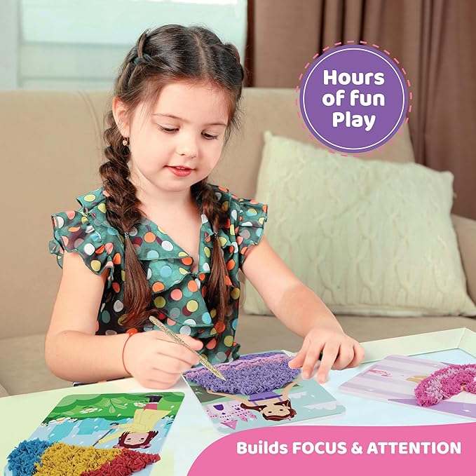 jackinthebox Poke Poke Art for Kids - Fashion Theme, Mess-Free Fabric Art and Craft, Flower Pressing Kits, Gift for Kids, Girl Gifts, Toys for Girls Ages 4 5 6 7 8-CubbioJoy