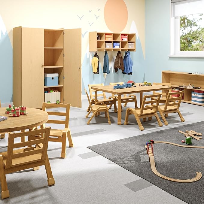 Angeles Value Line 10 Section Wall Locker, Classroom Shelves and Daycare Furniture, Cubby Storage Organizer with Hooks, 48" L x 12" W x 19" H-CubbioJoy