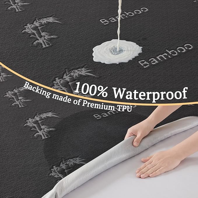 BEDLORE Waterproof Crib Mattress Protector 2 Pack, Ultra Soft Bamboo Viscose Crib Mattress Pad Cover, Noiseless Toddler Mattress Protector for Standard Baby Mattress Size 52''x28'', Dark Gray-CubbioJoy