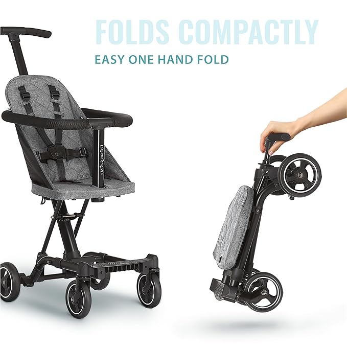 Dream On Me Lightweight And Compact Coast Rider Stroller With One Hand Easy Fold, Adjustable Handles And Soft Ride Wheels, Grey-CubbioJoy