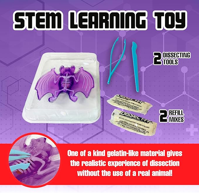 Dissect-It Simulated Synthetic Lab Dissection Toy, STEM Projects for Kids, Animal Science, Biology, and Anatomy Home Learning Kit, Bat-CubbioJoy