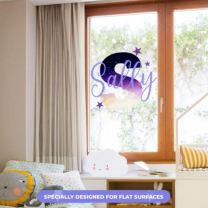 Custom Stickers Name Wall Decor I Personalized Name Sign for Room Decor | Multiple Custom Name & Initial I Decal for Baby Girl Nursery Decor I Nursery Wall Decal for Baby (B. Night Sky)-CubbioJoy