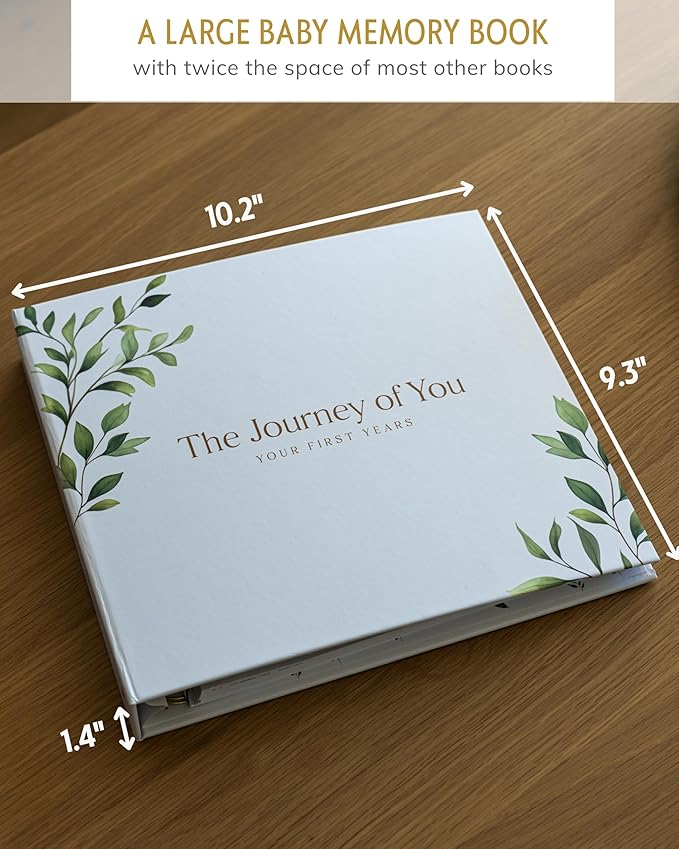 Baby Books for Baby Shower - Gift Unisex Botanical Garden Keepsake Memory Journal to Log Pregnancy and Newborn Milestones - Photo Album Scrap Books for Girl or Boy - New Parents Must Have Essentials-CubbioJoy