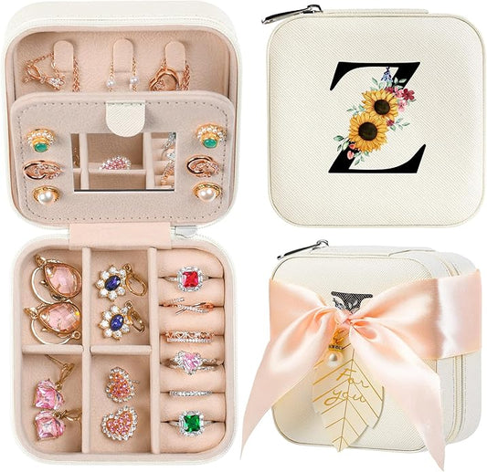 AYGXU Travel Jewelry Box for Women and Girls - Small Case With Initial A-Z - Teacher Gifts-CubbioJoy