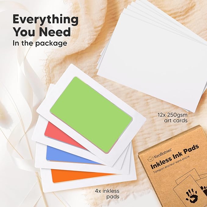 4-Pack Inkless Baby Hand and Footprint Kit - Mess Free Ink Pad for Newborn Keepsake, Dog Nose & Paw Print Kit, Clean Touch Ink Pad for Baby Hand & Footprints, Ideal New Mom Gifts (Candy)-CubbioJoy