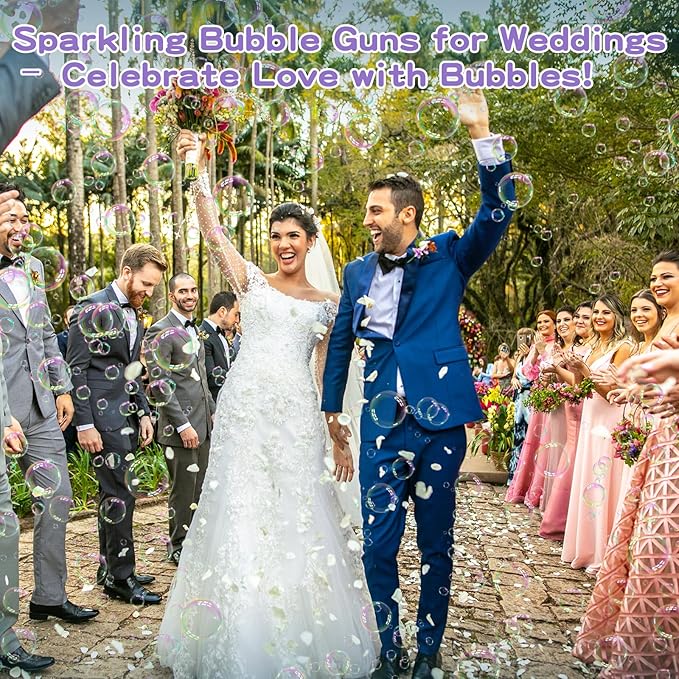 Bubble Gun, 125 Holes Bubble Machine Gun, Bubble Blaster Gun for Kids, Rechargeable Bubble Gun with Bubble Solution, Summer Toy Party Favors Bubble Maker for Wedding Birthday (Purple)-CubbioJoy