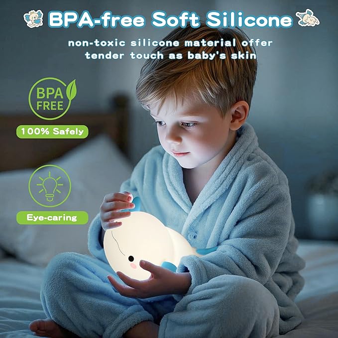 Axolotl Night Light,Cute Axolotl Lamp,Food Grade Silicone Nursery Nightlight,Rechargeable/Dimmable LED Squishy Novelty Animal Bedside Touch Lamp,Baby Room Decor, Axolotl Gifts for Kids/Boys-CubbioJoy
