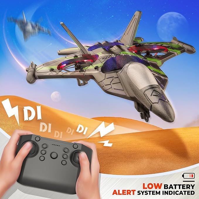 BEZGAR Drones for Kids | 2.4GHZ RC Plane, Remote Control Airplane, RC Helicopter, 360° Flip Fighter Jet Toy, Toys for Ages 8+ with Colorful LED Navigation Lights Green-CubbioJoy