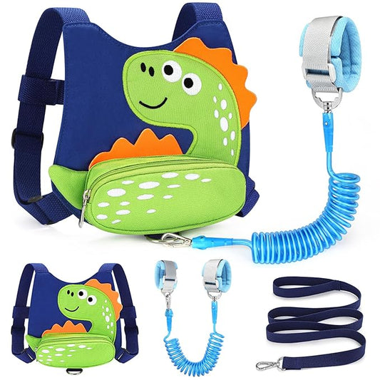 Accmor Toddler Harness Leash, Cute Dinosaur Kids Harness Children Leash with Anti Lost Wrist Link for Outdoor Travel, Adorable Child Leash Walking Harness Wristband Assistant Strap for Baby Ages1-4-CubbioJoy
