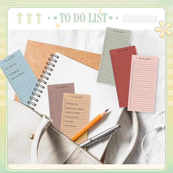 Censen 10 Pack 500 Sheets To Do List Notes Daily Checklist Notepads with 50 Sheets Each Undated Color Memo Pad Block Shopping List Pad Weekly Plan Notepad Organizer Planners(Morandi Color,Frame)-CubbioJoy