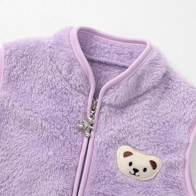 Baby Boys Girls Fleece Vest Zip Up Cute Bear Jackets Fuzzy Fall Winter Warm Clothes Newborn Outwear for Toddler Infant-CubbioJoy