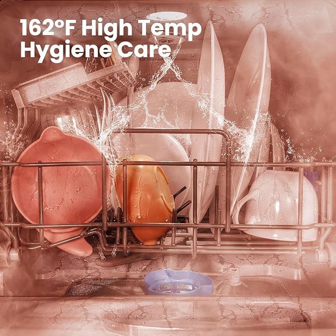 COMFEE' Portable Mini Dishwasher Countertop with 5L Built-in Water Tank for Apartments& RVs, No Hookup Needed, 6 Programs, 360° Dual Spray, 162℉ High-Temp& Air-Dry Function-CubbioJoy