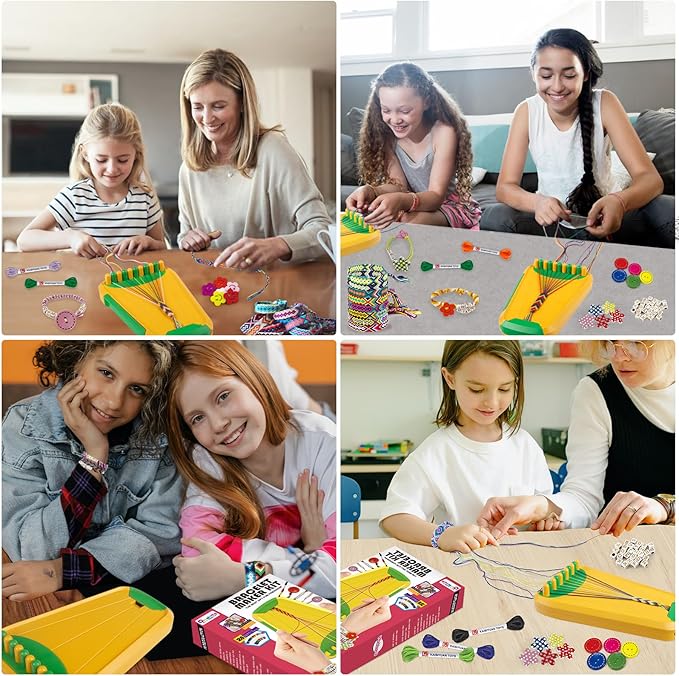 Arts and Crafts for Kids Ages 8-12,Friendship Bracelet Making Kit for Girl,Kids Jewelry Making Kit with 28 Pre-Cut Threads,Christmas Birthday Gifts for Ages 6 7 8 9 10 11 12 Year Old Green-CubbioJoy