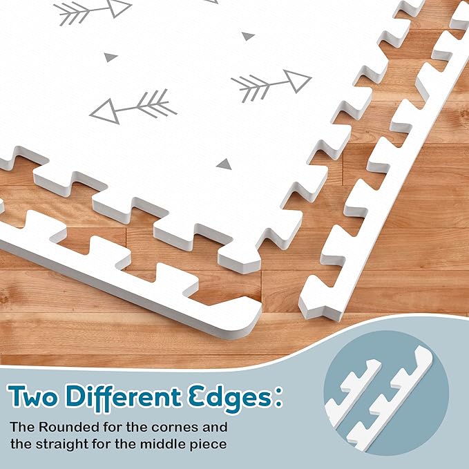 Baby Foam Play Mat-72”x 48” Baby Playmat,6-Piece Interlocking Foam Floor Tiles,Puzzle Mat for Infants and Toddlers,Waterproof,Non Toxic Play Mat for Tummy Time Mat(Arrow)-CubbioJoy