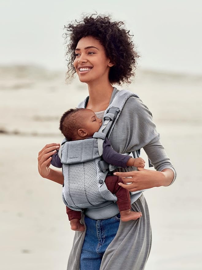 BabyBjörn Baby Carrier Harmony, Silver, 3D Mesh | 3-in-1 Ergonomic Baby Carrier; Newborn, Facing-In, Outward-Facing, and Back Carrying Positions Supported (7-40 lbs), Newborn to Toddler-CubbioJoy