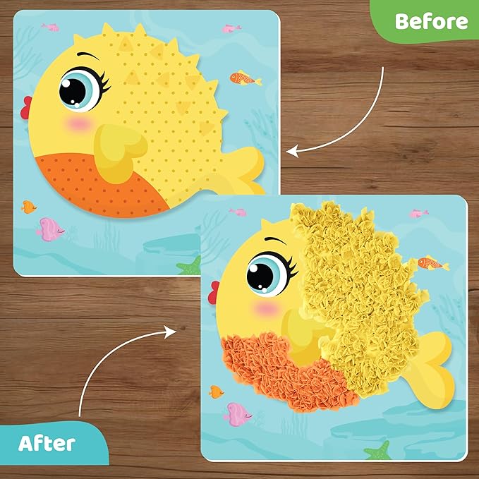 jackinthebox Poke Poke Art – Ocean Theme, Mess-Free Fabric Art and Craft, Flower Pressing Kits, Gift for Kids, Toys for Girls and Boys Ages 4 5 6 7 8-CubbioJoy