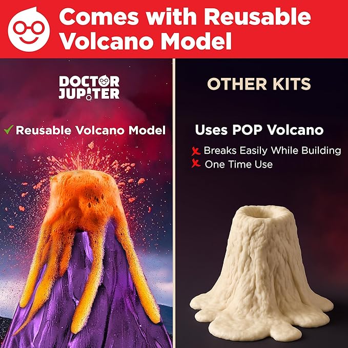 Doctor Jupiter Erupting Volcano Science Kit for Kids Ages 8+ | Birthday Gift Ideas for Boys 8-9-10-11-12 Year Olds | STEM Learning & Educational Science Projects-CubbioJoy