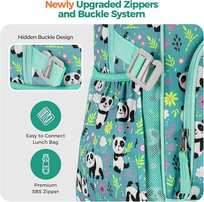 Choco Mocha Cheetah Backpack for Girls, Elementary School Backpack for Girls Ages 6-8 Kids Kindergarten Backpack Large Bookbag 18 Inch with Chest Strap, Green-CubbioJoy