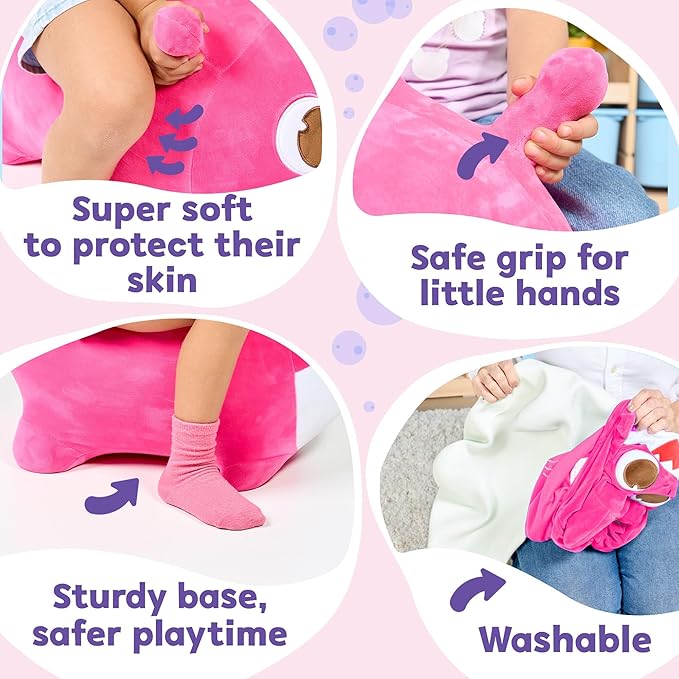 JITTERYGIT Baby Shark Bouncy Hopper - Musical Plush Toy for Kids and Toddlers - Mommy Shark (Pink)-CubbioJoy