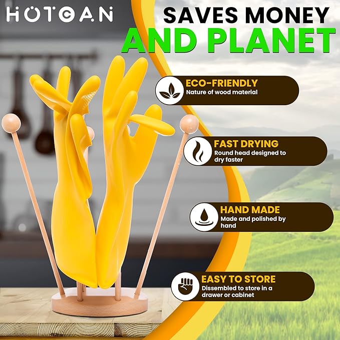 Beech Wood Plastic Bag Drying Rack - Reusable Bag & Bottle Dryer, Space-Saving Design for Kitchen, Easily Assembled and Disassembled for Storage-CubbioJoy