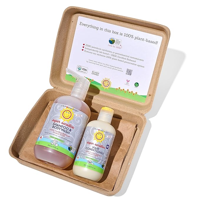 California Baby Super Sensitive Baby Shampoo and Conditioner Set | 100% Plant-Based | 19oz Unscented Body Wash + 8.5oz Fragrance Free Conditioner |-CubbioJoy