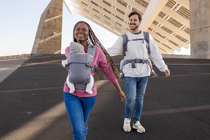 Beco Gemini Baby Carrier from Newborn to Toddler - Certified Ergonomic Newborn Baby Carrier for Infants and Children of 7-35 lbs - M Shape, Adjustable Seat, 100% Cotton (Grey)-CubbioJoy