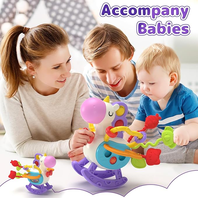 5 in 1 Baby Toy for 12 18 Month, Learning Toys for Babies 12-18 Months, Baby Busy Cube, Stacking&Sensory, Pull String&Piano Xylophone Toy, Birthday Gift for 12+ Month-CubbioJoy