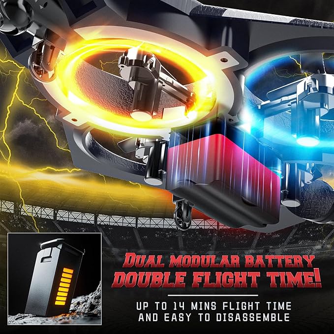 BEZGAR RC Plane for Kids | 2.4GHZ Brushless Drones with Camera, 6-axis Gyro Remote Control Airplane, 360° Flip Fighter Jet Toy, Toys for ages 8-13 with Colorful LED Navigation Lights Blue-CubbioJoy