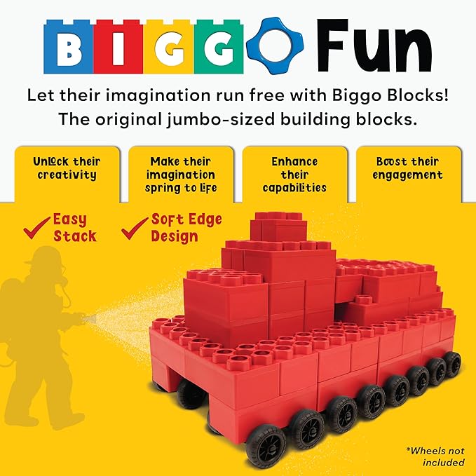 Big Blocks for Kids Ages 4-8 — Indoor & Outdoor Blocks Kids Games — Red Large Building Blocks - 48 pc-CubbioJoy