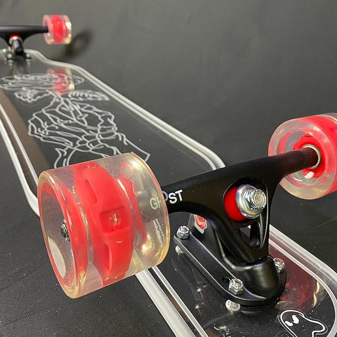 Clear Longboard Skateboard - Transparent Acrylic Long Boards with Light-Up LED Wheels for Smooth Rides - Ride The Streets in Style with Longboard Built for Beginners & Pros Alike-CubbioJoy
