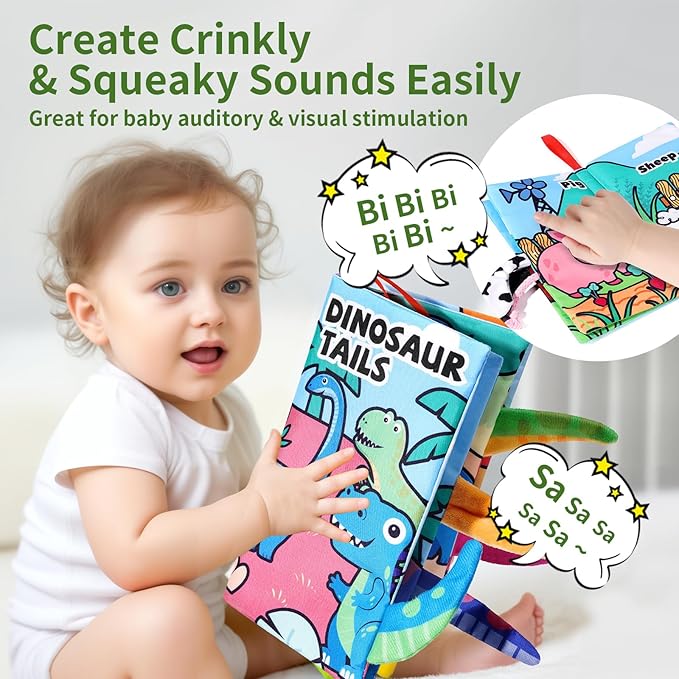 4 Pack Baby Books 0-6 Months, 4PCS Crinkle Books for Babies, Touch and Feel Sensory Books for Babies, Infant Toys 0-6 Months, Soft Fabric Toy Shower Gift, Baby Crinkle Book - 4 Pack Blue-CubbioJoy