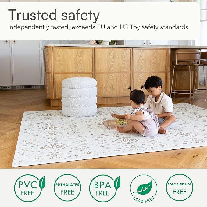 Baby Play Mat for Floor – 6x8ft Vintage Coffee | Soft Non Toxic Premium EVA Foam Tiles for Tummy Time, Crawling & Playroom – Waterproof Floor Mat for Babies & Toddlers Lillefolk (12 Tiles)-CubbioJoy