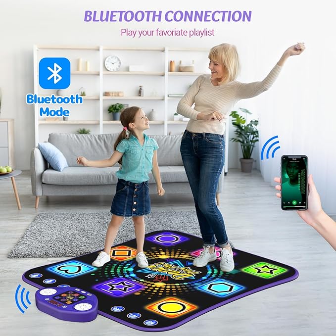 Dance Mat Toys for 3-12 Year Old Girls - Light Up 8 Buttons Dance Mat for Kid Age 4-8 Bluetooth Dance Pad - Kids Toy 8-12 Year Olds, Birthday for 3 4 5 6 7 8 9 10+ Year Old Boys Kids-CubbioJoy