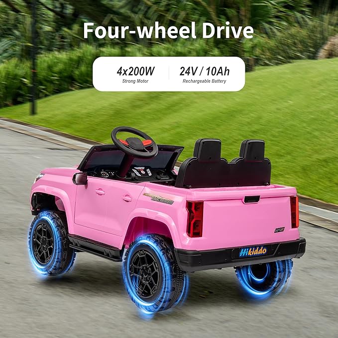 24V 10Ah Ride on Toy for Big Kids, 4WD 2 Seater Electric SUV Kids Car to Drive w/Remote Control, 4x200W Motors - Pink-CubbioJoy
